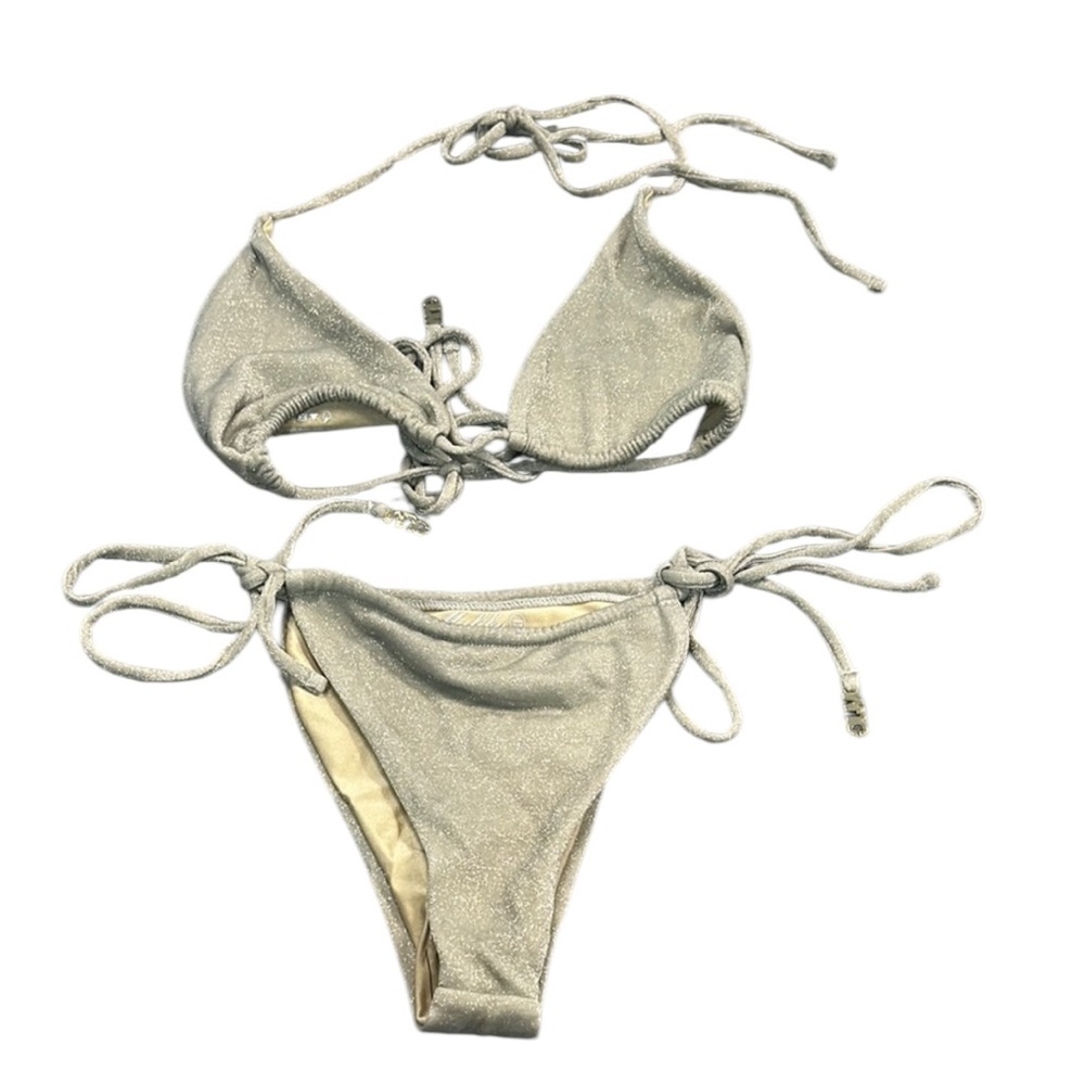 Malibu Grey Sparkly Tie Bikini
